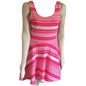 Pink and White Striped Sleeveless Dress